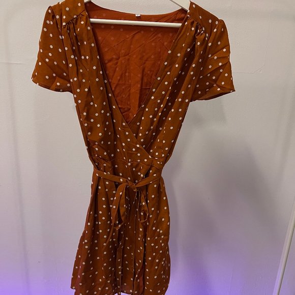 Polka Dot Midi Wrap Dress - Picture 2 of 5